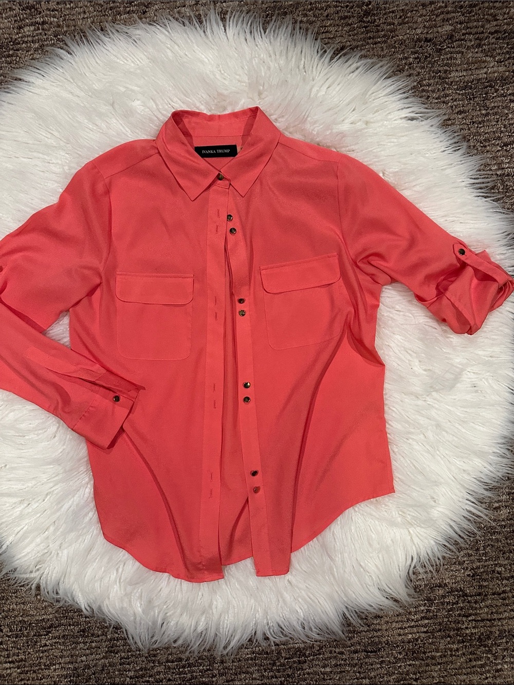 Ivanka Trump Coral Button Front Casual Shirt